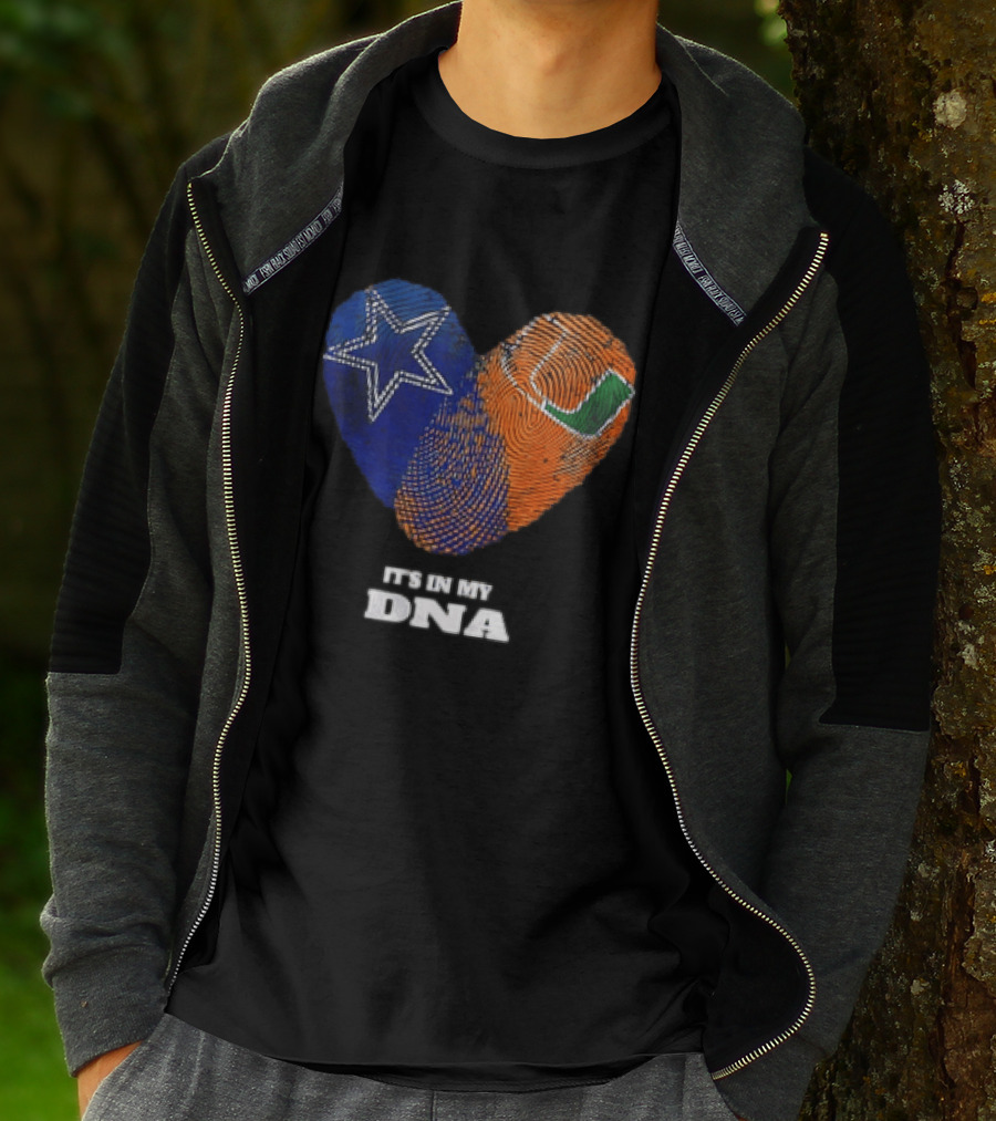Dallas Cowboys Miami Hurricanes Heart Shape It's In My DNA T-Shirt