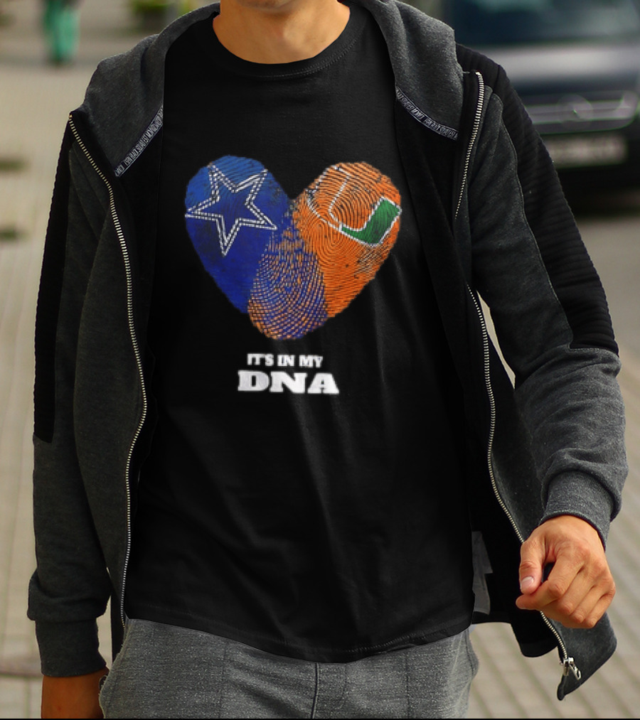 Dallas Cowboys Miami Hurricanes Heart Shape It's In My DNA T-Shirt