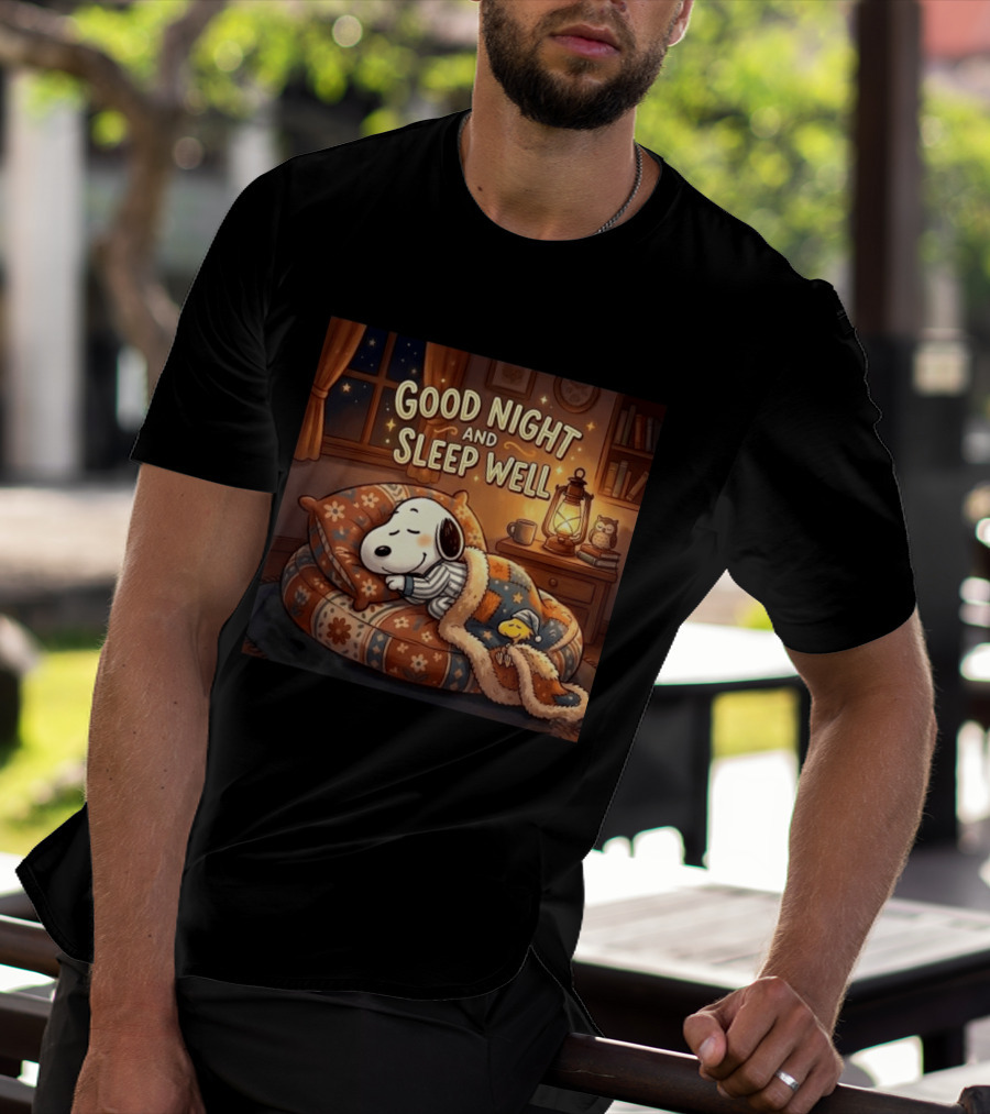 Snoopy And Woodstock Cozy Bedtime Good Night And Sleep Well T-Shirt