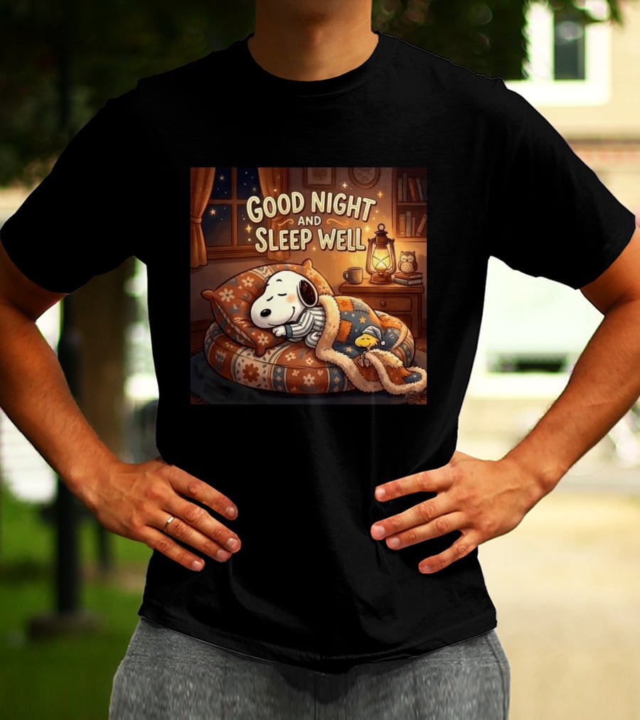 Snoopy And Woodstock Cozy Bedtime Good Night And Sleep Well T-Shirt