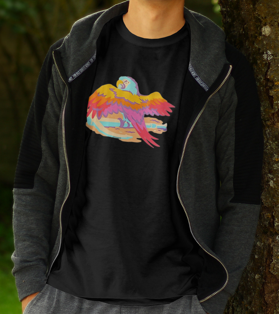 Macaw Parrot Perched On Anchor In Vibrant Tropical Beach Setting T-Shirt