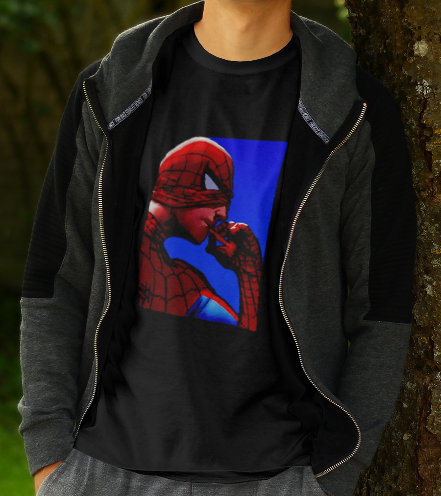 Spider Man Smoking Reaction Meme Awkward Superhero T-Shirt