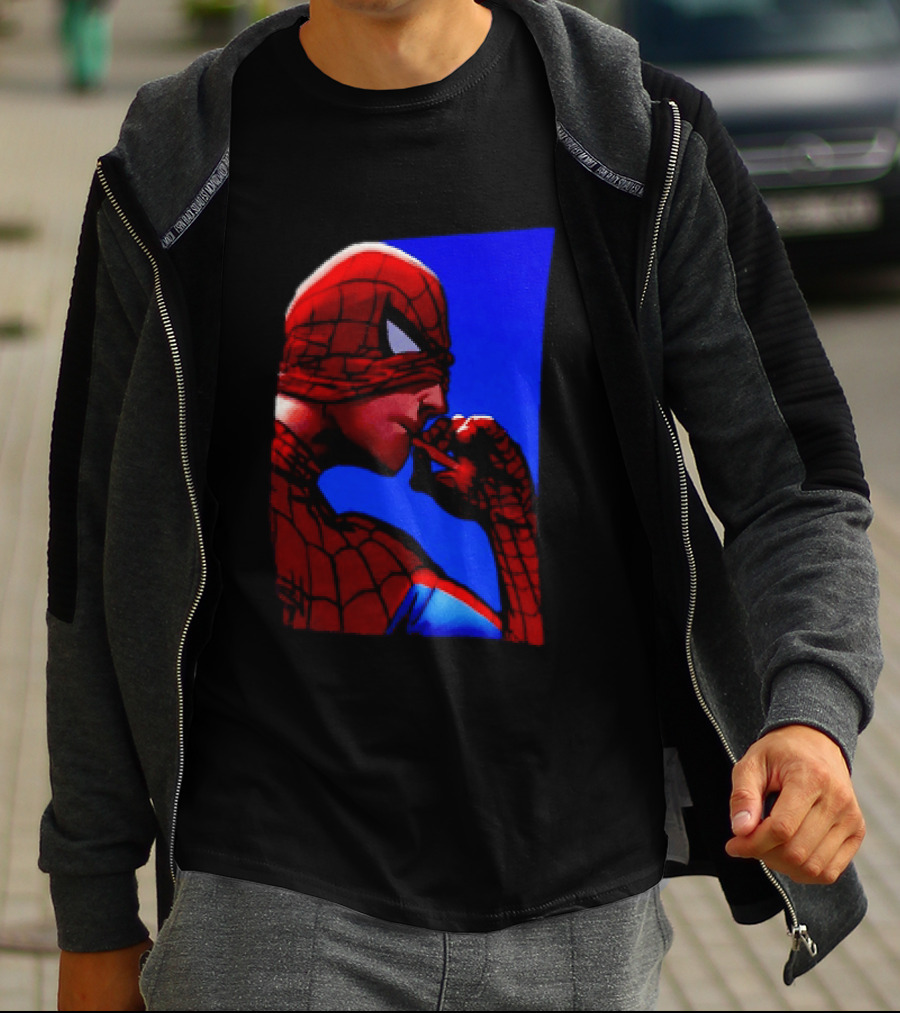 Spider Man Smoking Reaction Meme Awkward Superhero T-Shirt