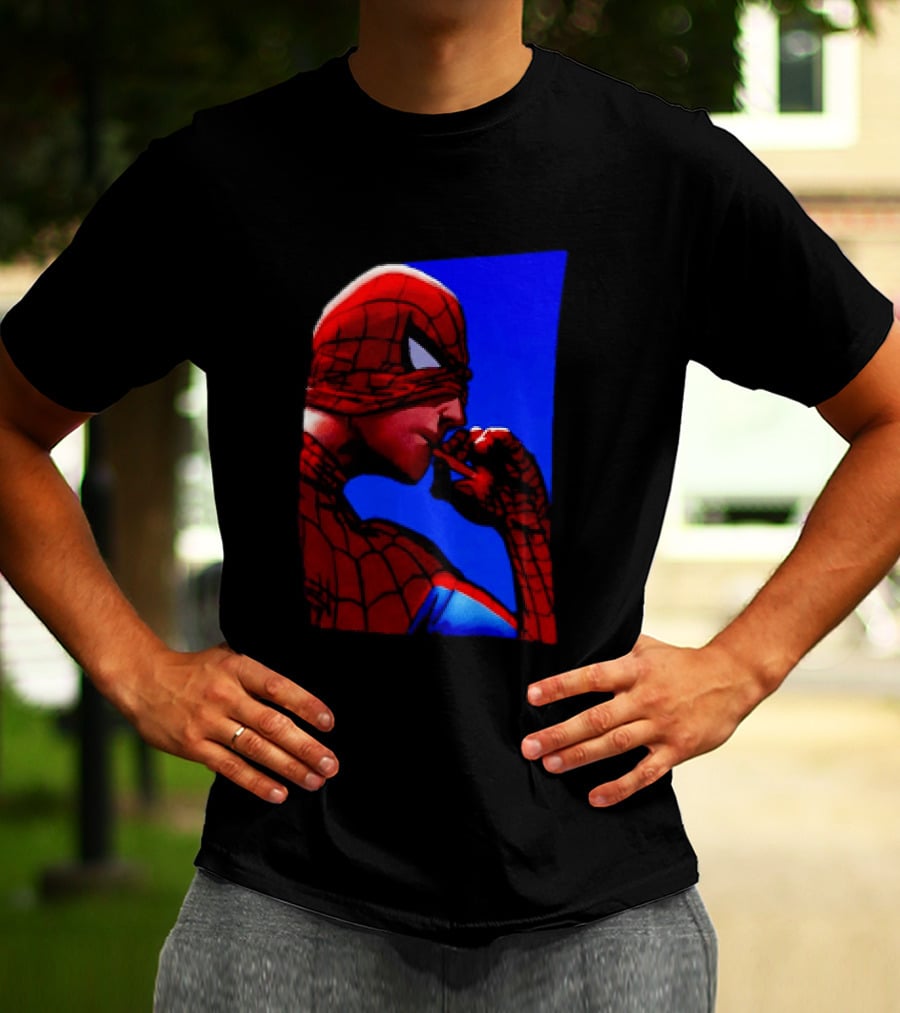 Spider Man Smoking Reaction Meme Awkward Superhero T-Shirt