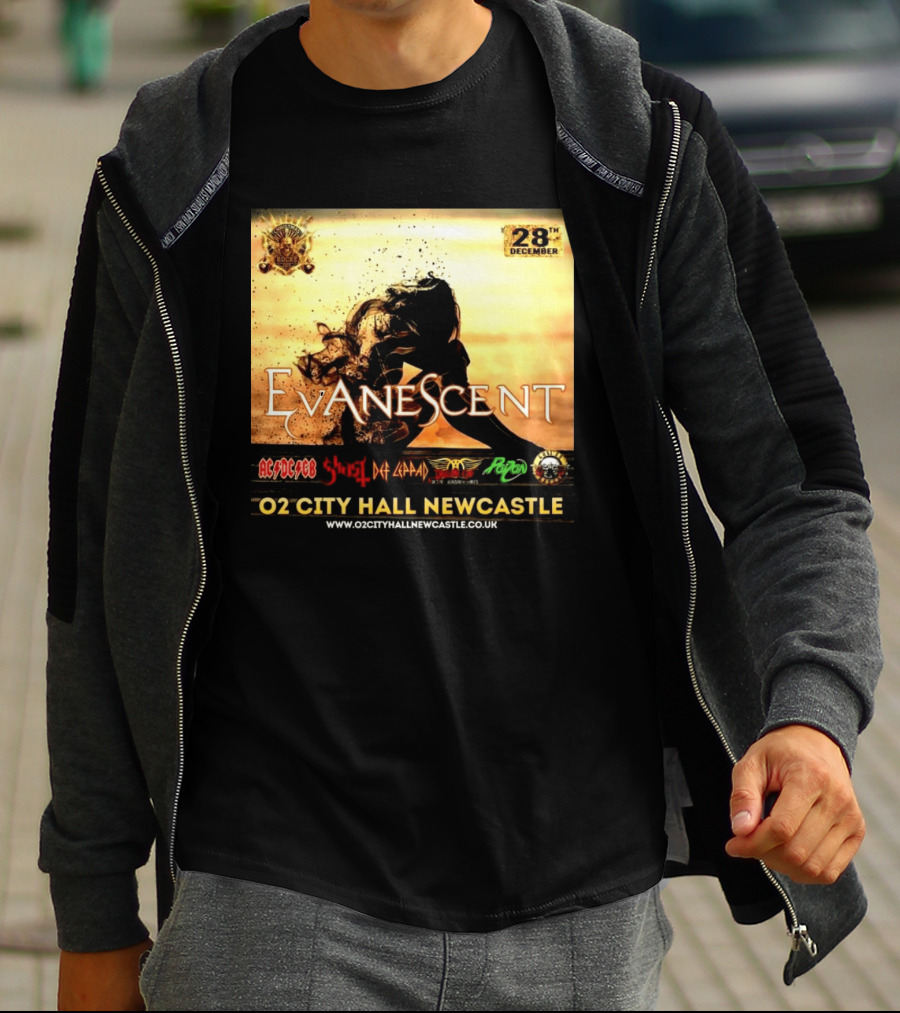 Evanescent Live At O2 City Hall Newcastle With AC/DC Ghost Def Leppard And Poison December 28th T-Shirt