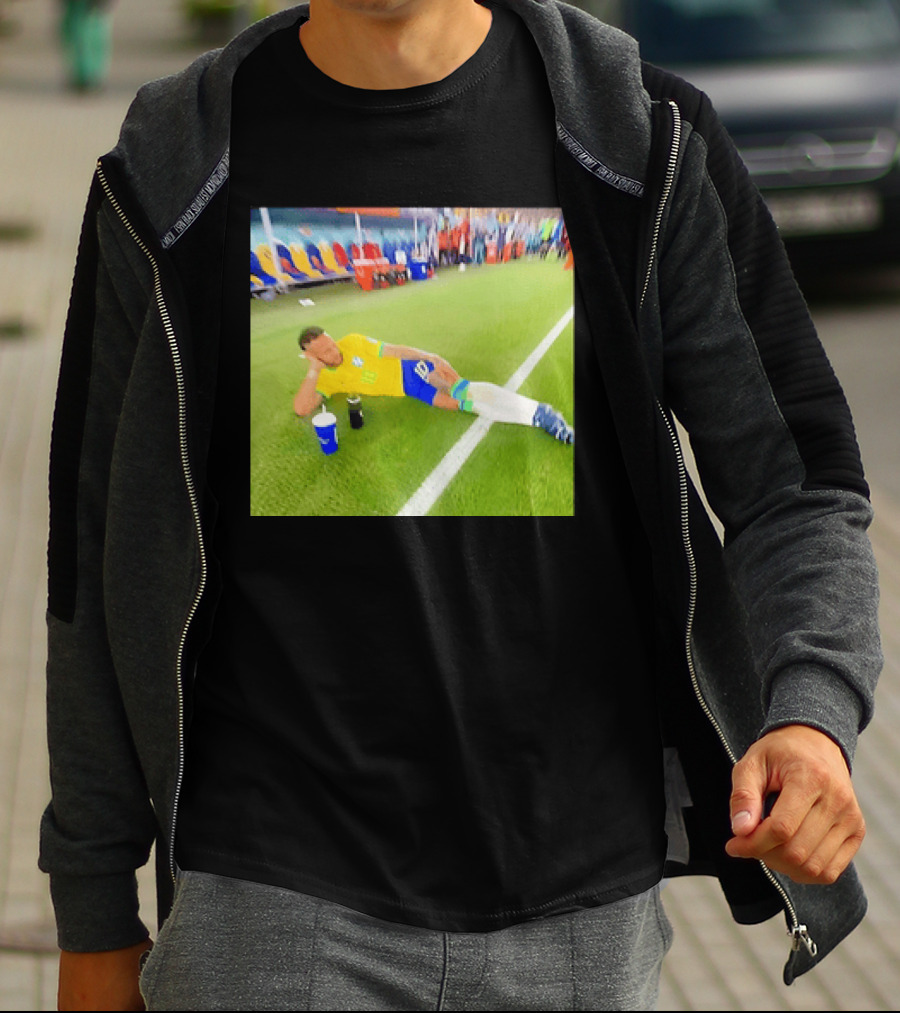 Neymar Jr Brazil Number 10 Relaxing Pitch Meme Iconic Soccer Moment T-Shirt