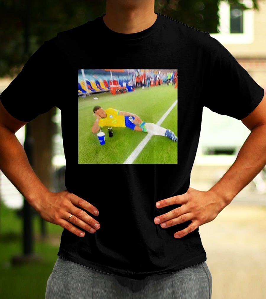 Neymar Jr Brazil Number 10 Relaxing Pitch Meme Iconic Soccer Moment T-Shirt
