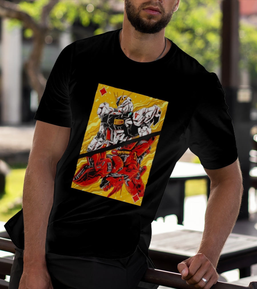 Nu Gundam Sazabi Mobile Suit Gundam Char's Counterattack Playing Card T-Shirt