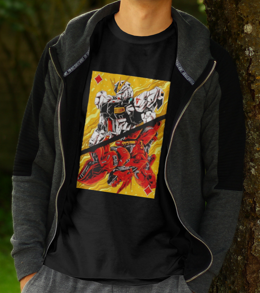 Nu Gundam Sazabi Mobile Suit Gundam Char's Counterattack Playing Card T-Shirt