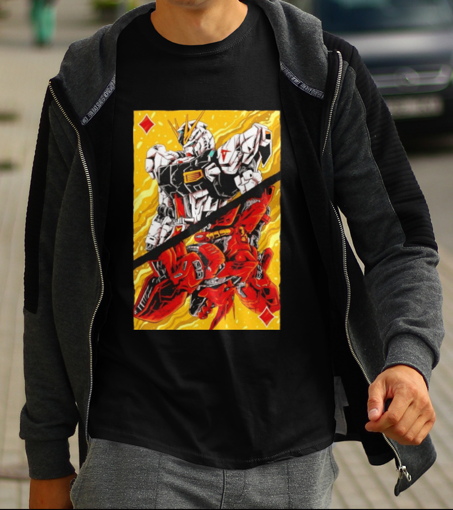 Nu Gundam Sazabi Mobile Suit Gundam Char's Counterattack Playing Card T-Shirt