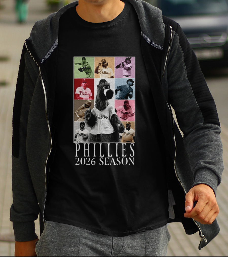 Phillies 2026 Season Phillie Phanatic And Philadelphia Phillies Players T-Shirt