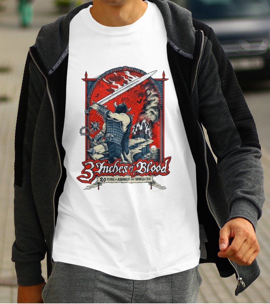 3 Inches Of Blood 20 Years Of Advance And Vanquish Alberta Nov 22 23 2026 T-Shirt