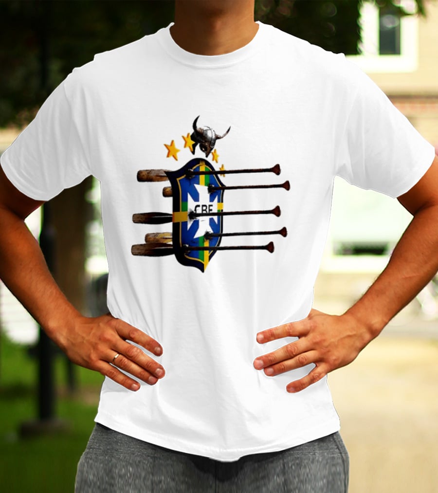 Brazil National Football Team CBF Viking Helmet Spears Stars T-Shirt