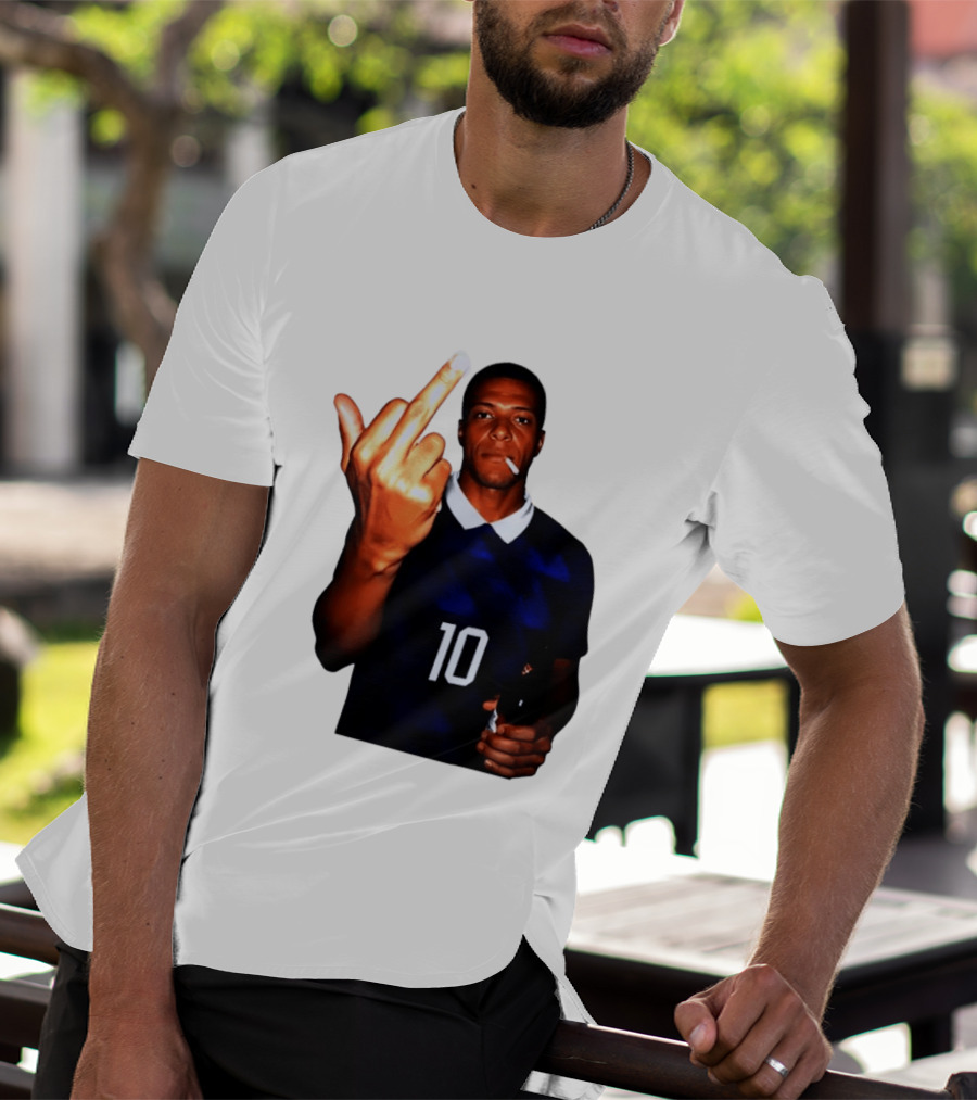 Kylian Mbappe Number 10 Edgy Gesture With Cigarette And Drink T-Shirt