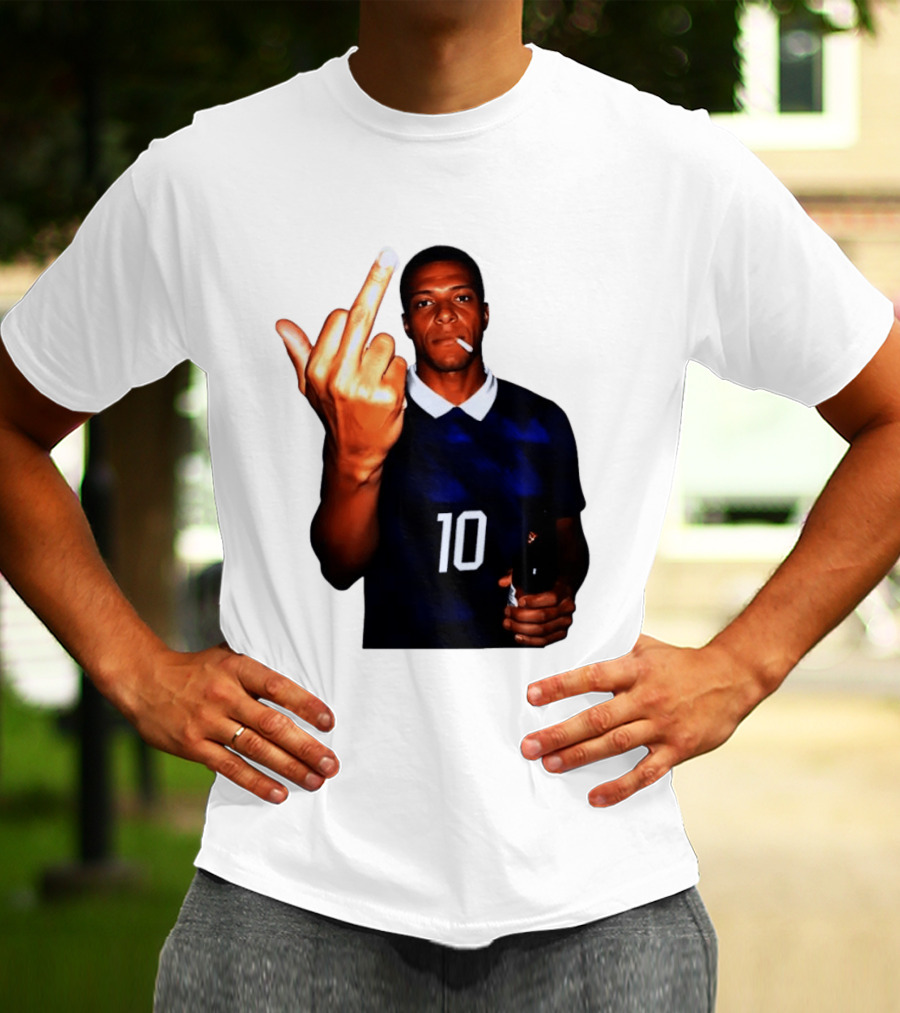 Kylian Mbappe Number 10 Edgy Gesture With Cigarette And Drink T-Shirt