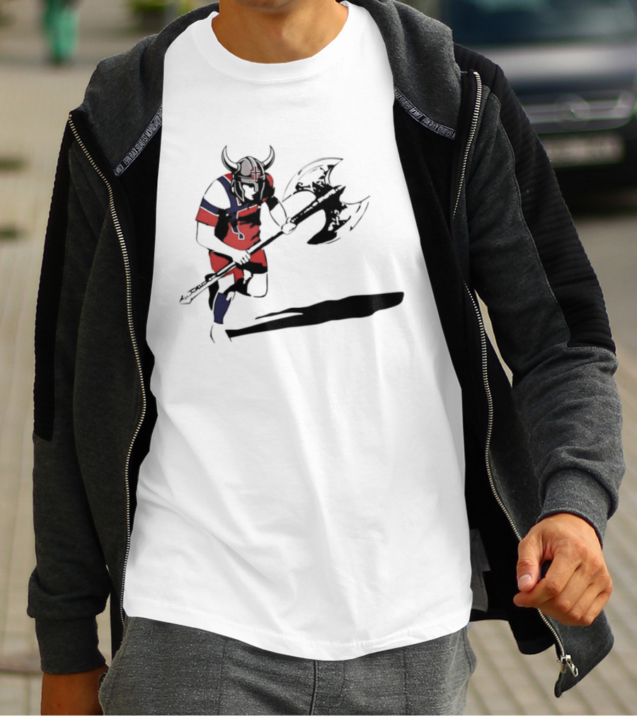 Erling Haaland Viking Norway Warrior Football Axe Horned Helmet T-Shirt