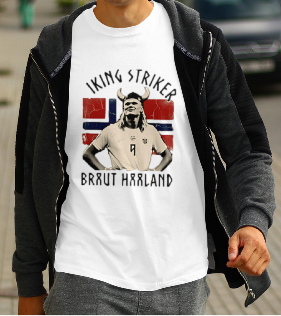 Braut Haaland Viking Striker Norway Flag T-Shirt