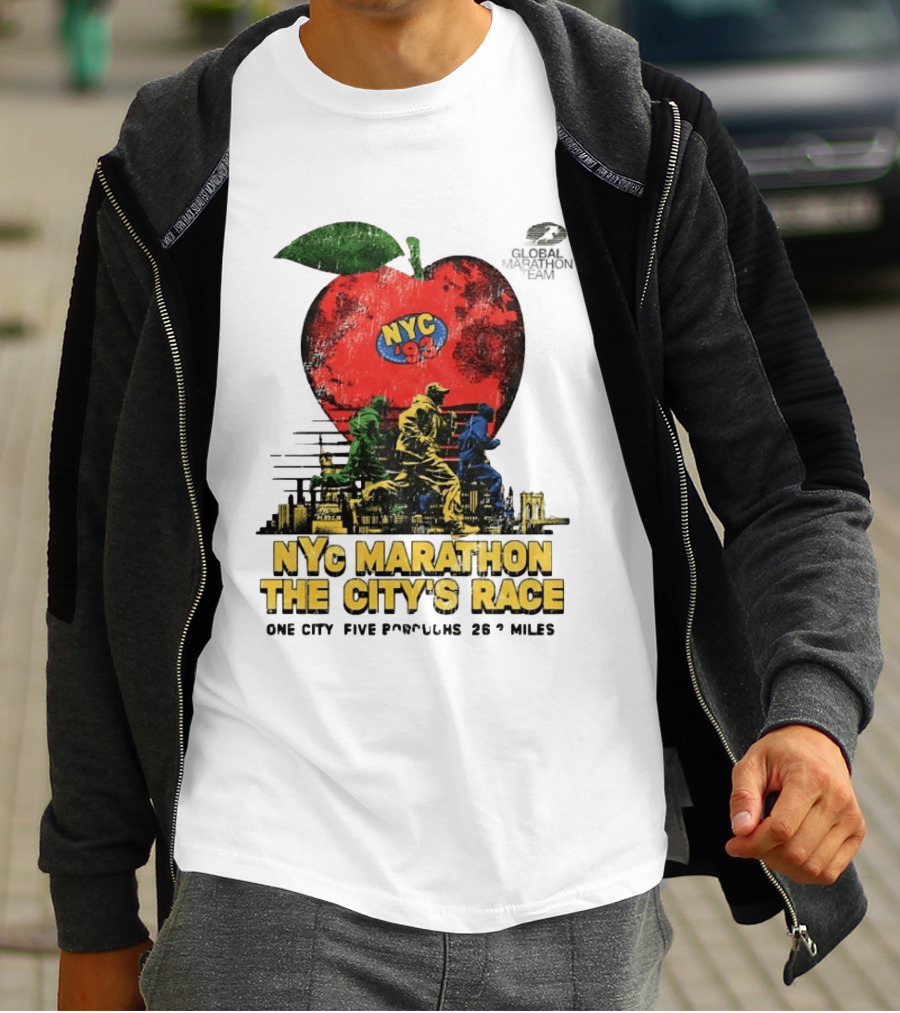 NYC Marathon 93 Global Team The Citys Race One City Five Boroughs 26 Miles T-Shirt