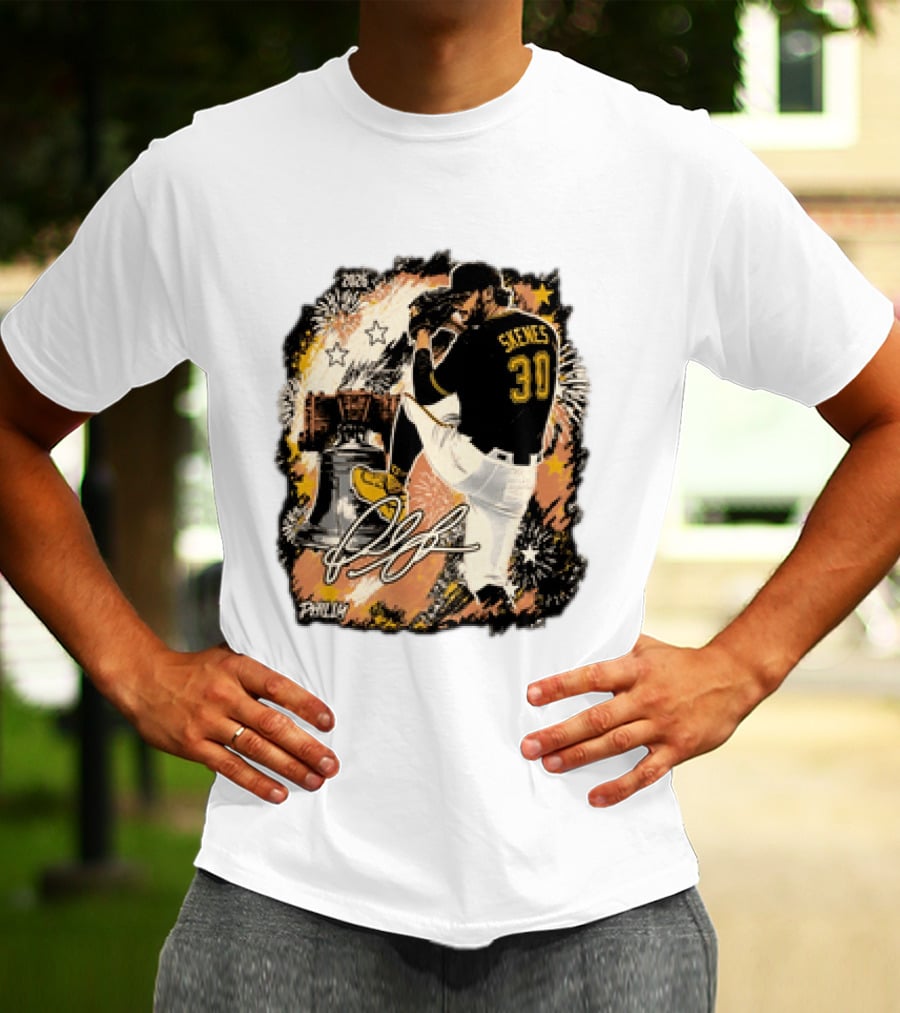 Pittsburgh Pirates Paul Skenes 30 MLB Players All Star Philly Collaboration Liberty Bell Fireworks T-Shirt