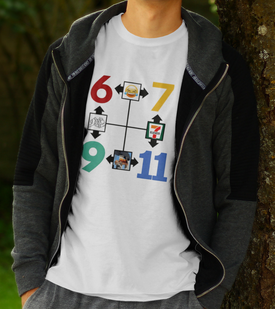 Six Seven 6 7 9 11 Emoji Wojak Meme Diagram Edgy Dark Humor T-Shirt
