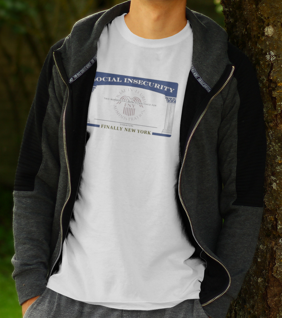 Social Insecurity FNY Finally New York Government Agency With Red Insignia T-Shirt