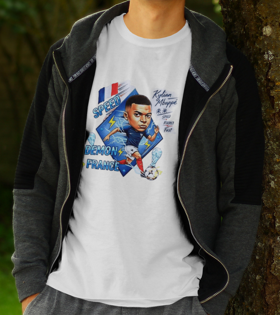 Kylian Mbappe Speed Demon France Future Rocket Fast Lightning Soccer Hero T-Shirt