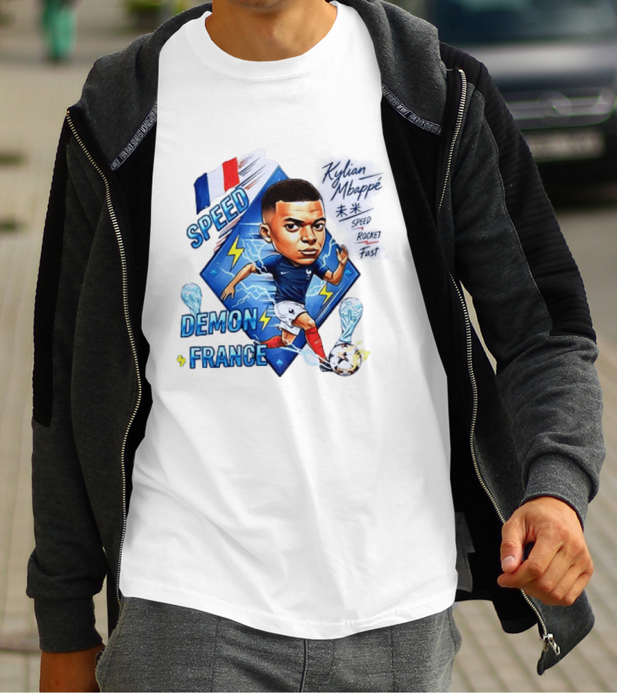 Kylian Mbappe Speed Demon France Future Rocket Fast Lightning Soccer Hero T-Shirt
