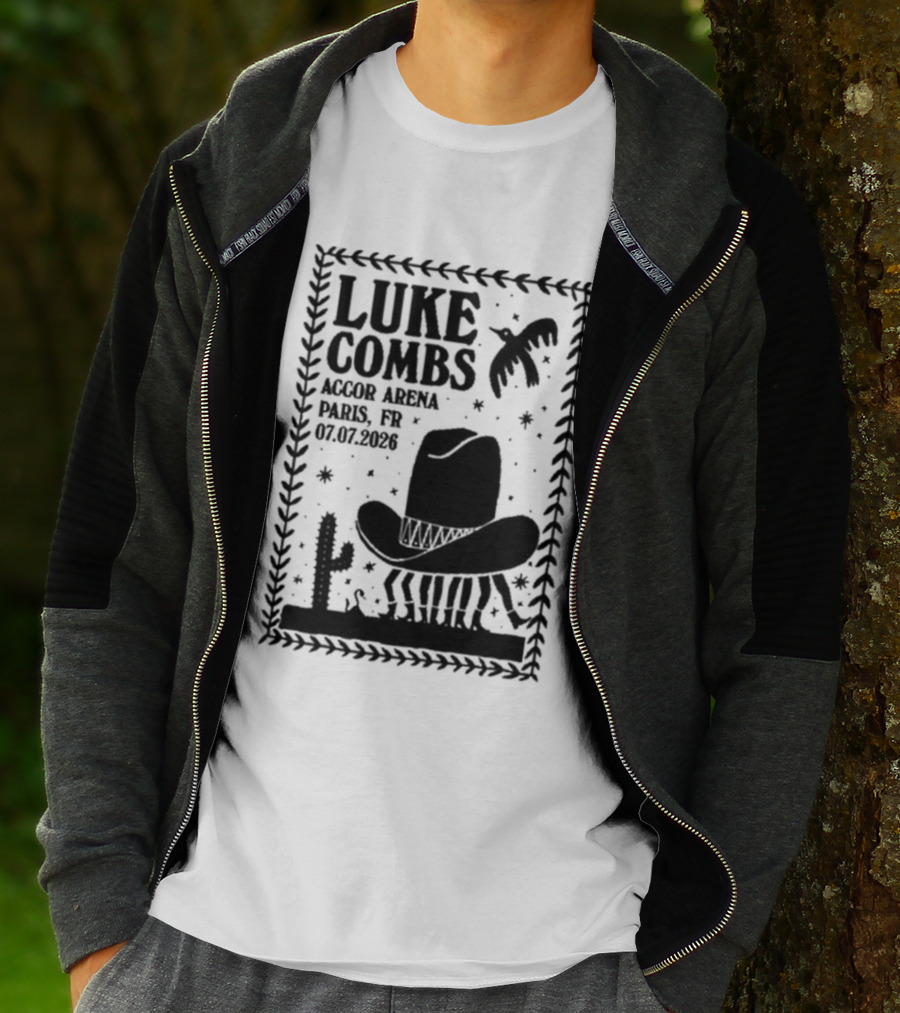 Luke Combs Paris Accor Arena July 07 2026 Western Theme Cowboy Hat Desert Cactus T-Shirt