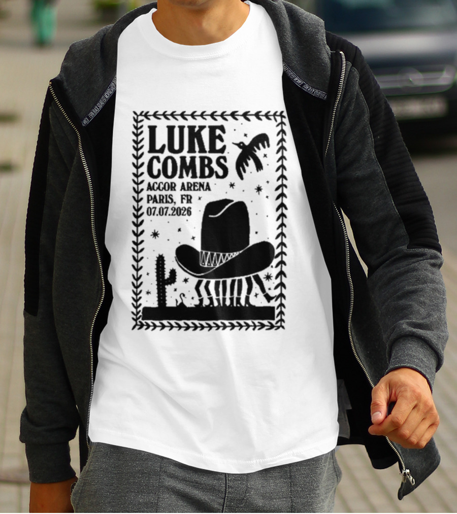 Luke Combs Paris Accor Arena July 07 2026 Western Theme Cowboy Hat Desert Cactus T-Shirt