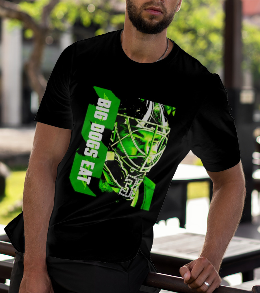 Big Dogs Eat Hockey Goalie 33 Green Masked Player T-Shirt