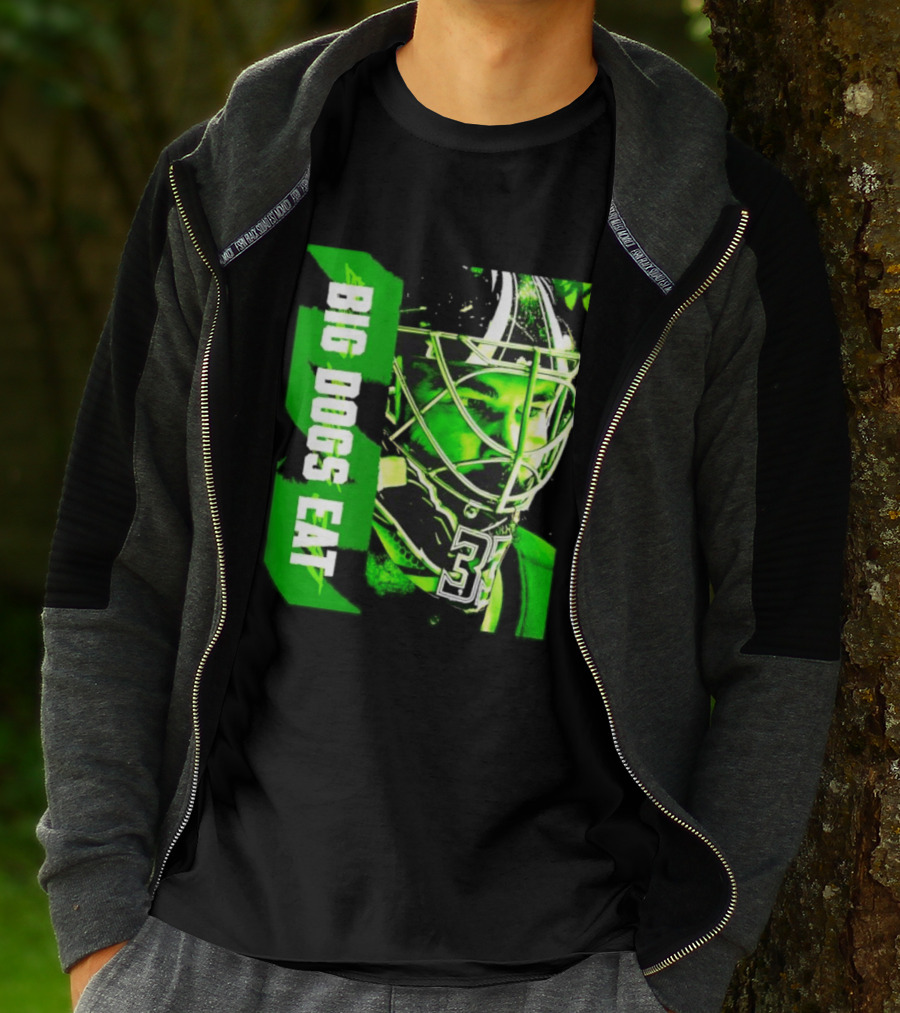Big Dogs Eat Hockey Goalie 33 Green Masked Player T-Shirt