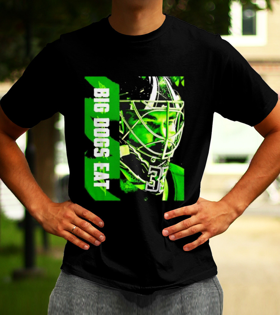 Big Dogs Eat Hockey Goalie 33 Green Masked Player T-Shirt