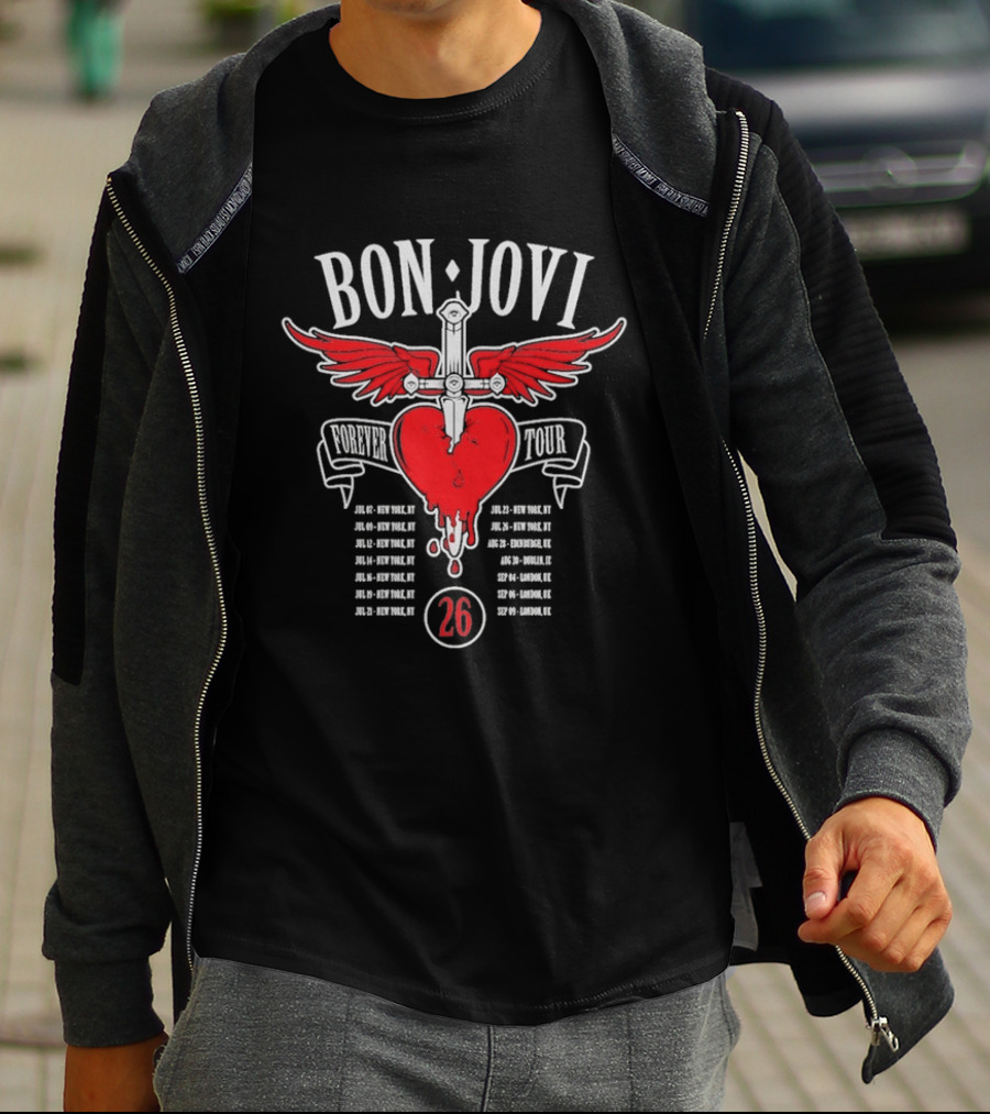 Bon Jovi Forever Tour 2026 Winged Heart And Dagger Dates T-Shirt