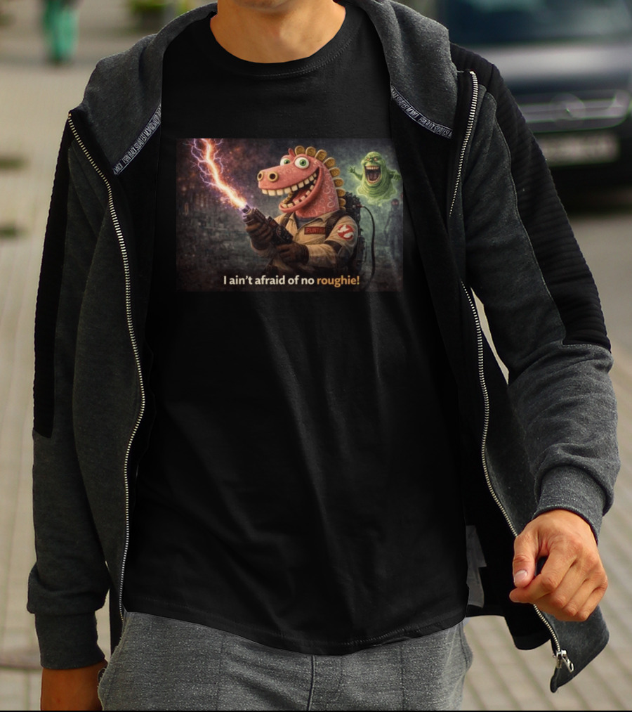 Brainrot Zombie I Ain't Afraid Of No Roughie Ghostbuster Parody With Cartoon Characters T-Shirt