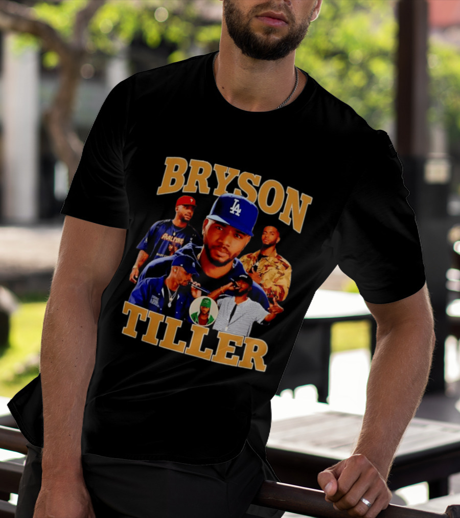 Bryson Tiller Collage With LA Cap And Multiple Outfits T-Shirt