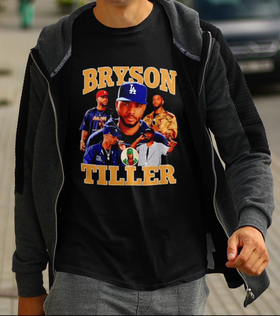 Bryson Tiller Collage With LA Cap And Multiple Outfits T-Shirt