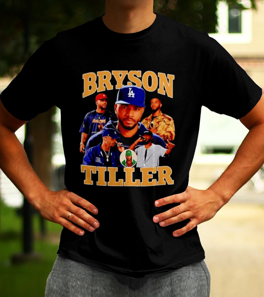 Bryson Tiller Collage With LA Cap And Multiple Outfits T-Shirt