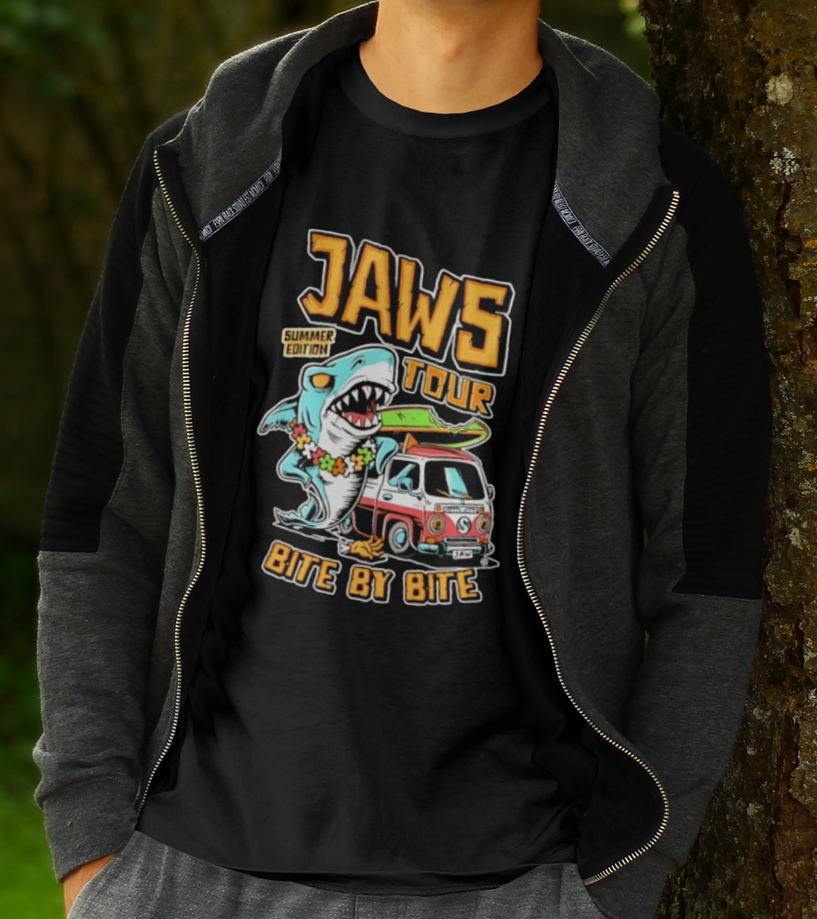 Jaws Tour Summer Edition Bite By Bite Surf Van Adventure T-Shirt
