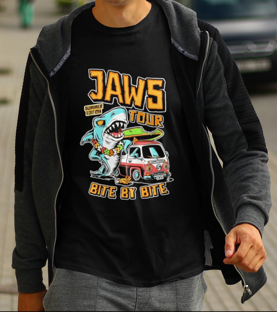 Jaws Tour Summer Edition Bite By Bite Surf Van Adventure T-Shirt