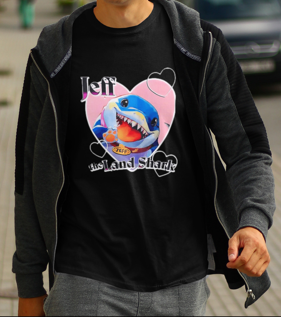 Jeff The Land Shark Heart Pink Love Hearts T-Shirt