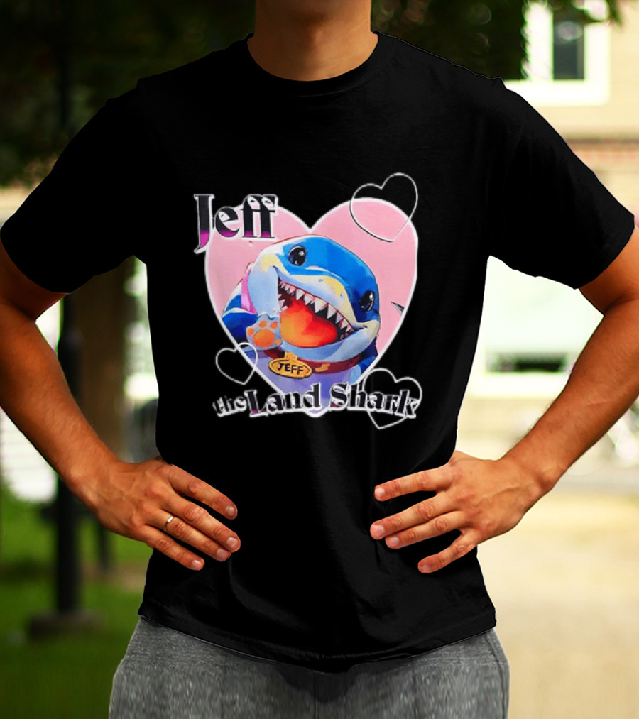 Jeff The Land Shark Heart Pink Love Hearts T-Shirt