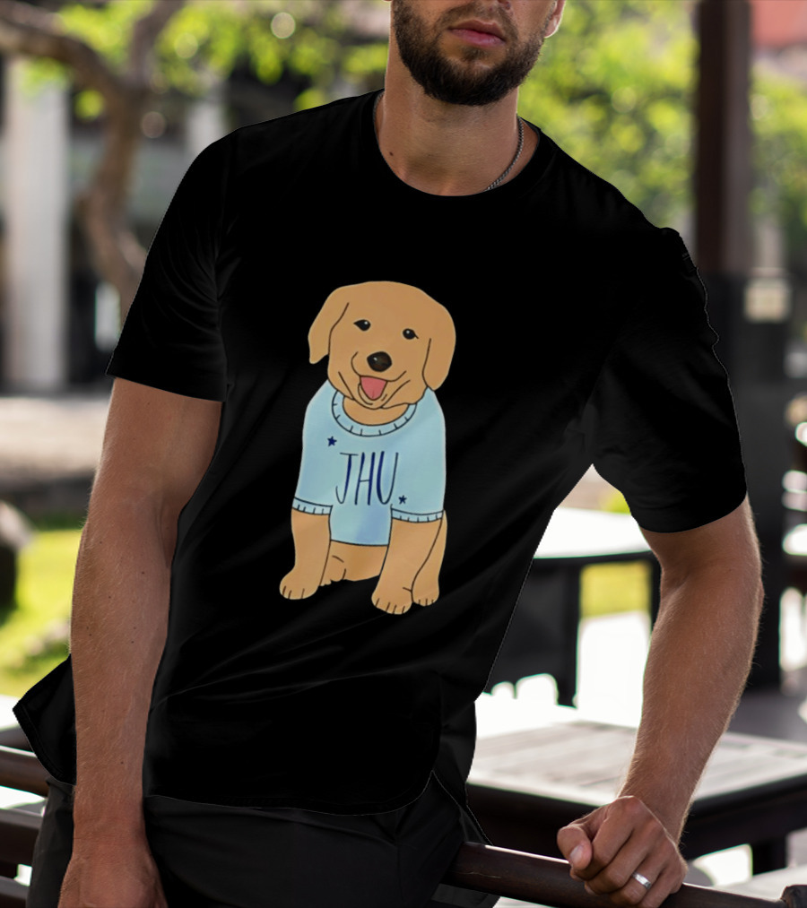 JHU Puppy In Light Blue Sweater T-Shirt