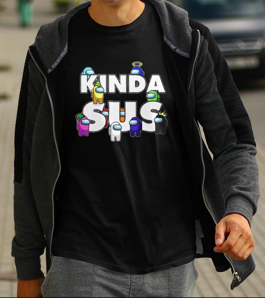 Kinda Sus Among Us Crewmates Halo Crown Funny Game Reference T-Shirt