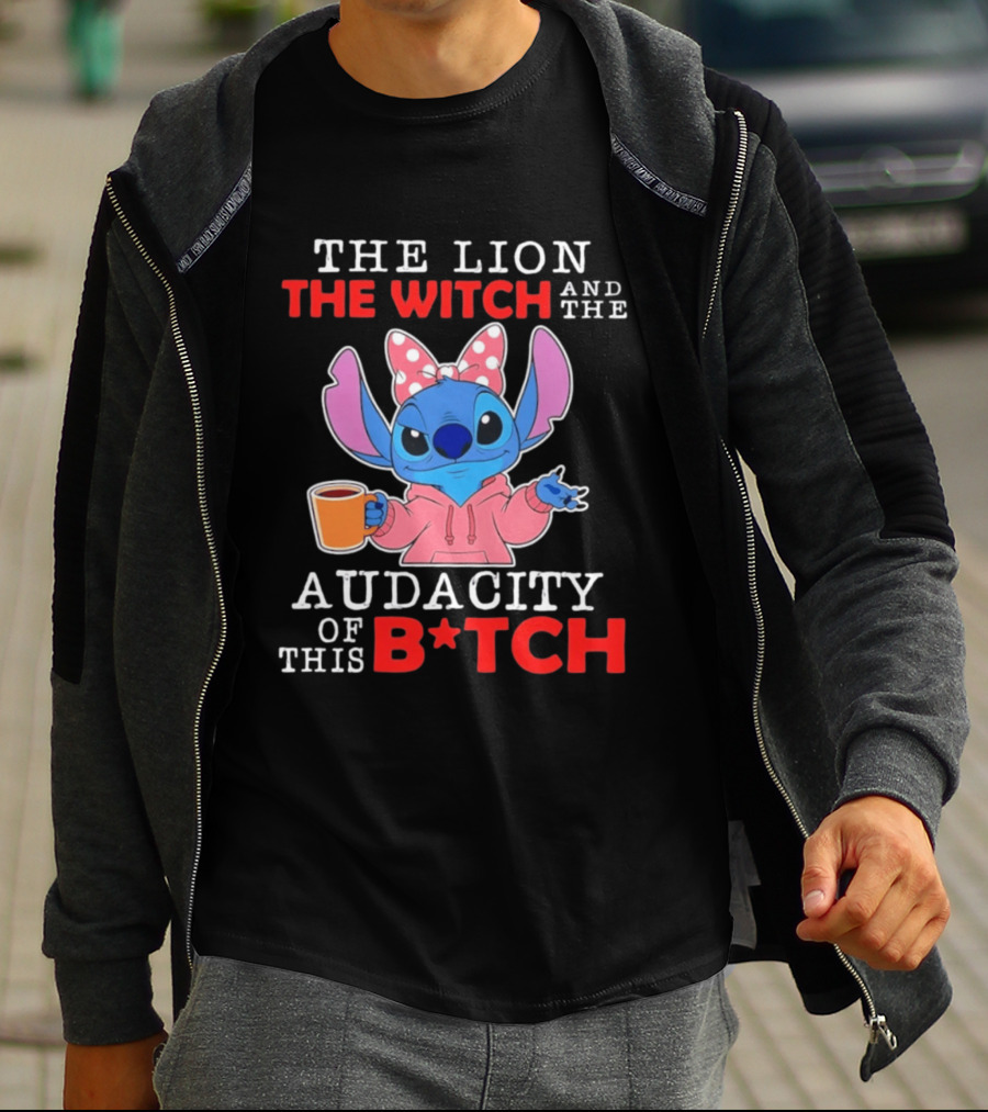 Stitch The Lion The Witch And The Audacity Of This B*tch Pink Bow Coffee T-Shirt