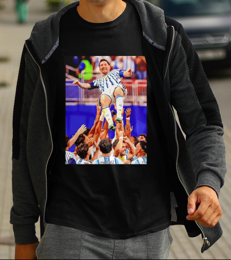 Lionel Messi Argentina Victory Celebration Team Lift T-Shirt