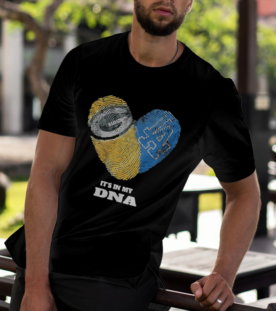 Green Bay Packers Los Angeles Dodgers It's In My DNA Fingerprint Heart T-Shirt