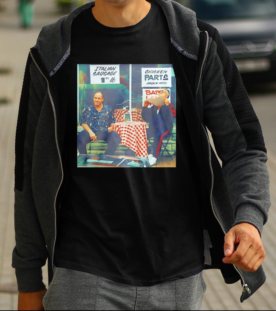 The Sopranos Tony Soprano And Paulie Gualtieri Italian Sausage Chicken Parts Scene T-Shirt