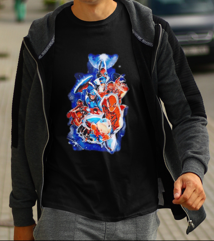 Marvel Captain America Spider Man Doctor Strange Avengers Team Mashup T-Shirt
