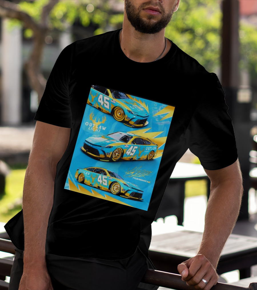 Tyler Reddick 45 Outlaw Light NASCAR Cup Series Toyota Camry Racing Car T-Shirt