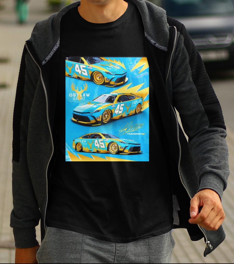 Tyler Reddick 45 Outlaw Light NASCAR Cup Series Toyota Camry Racing Car T-Shirt